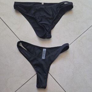 Black Minimal Bikini Bottoms - 2 Pack S And Medium